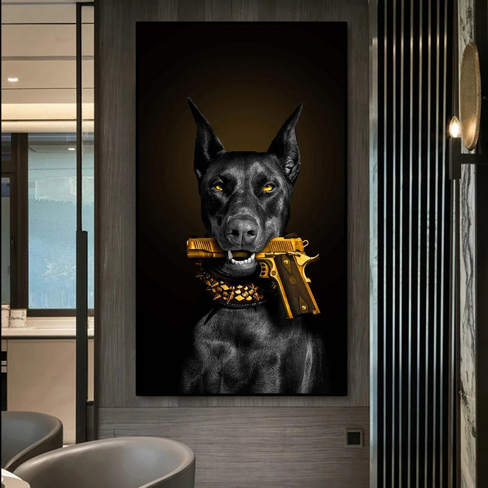 Animal Black Dog Poster Doberman Mafia Dog Poster Decorative Painting Canvas Wall Art Living Room Bedroom Decorative Mural Animal Black Dog Poster Doberman Mafia Dog Poster Decorative Painting Canvas Wall Art Living Room Bedroom Decorative Mural